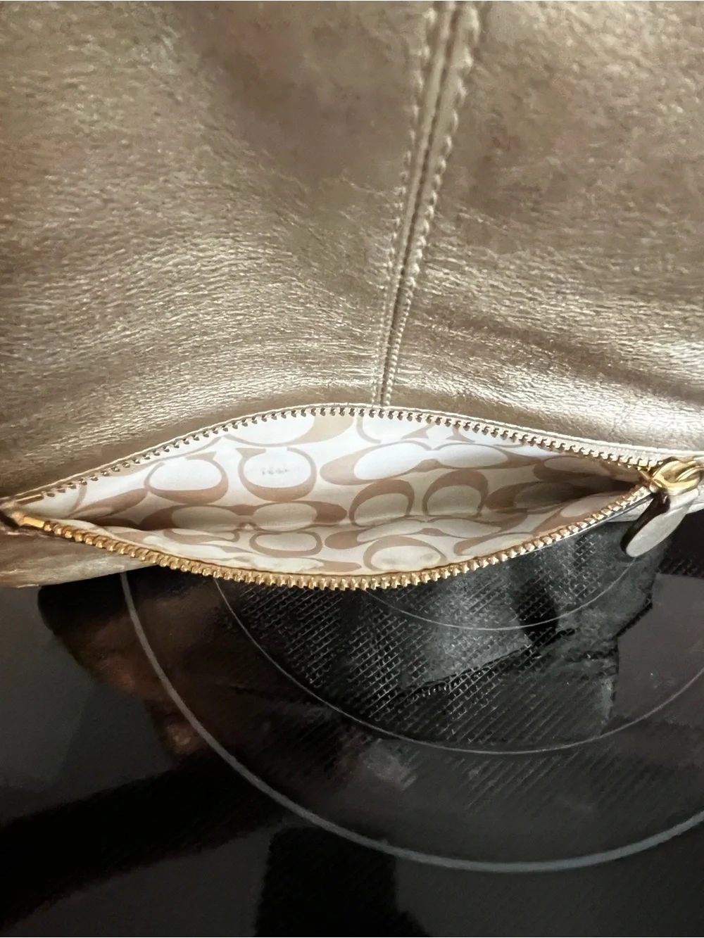 Vintage Coach Madeline 13680 Metallic Gold Fold Over Clutch